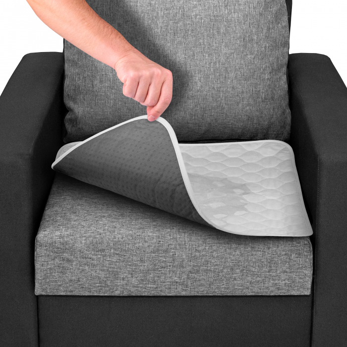 Aleza Scaun Reutilizabila, FizioTab®, Absorbantă si Lavabilă, pentru Adulti si Copii, Pacienti cu Incontinență, cu Suprafata speciala Anti-alunecare, 50 x5 0 cm, Gri/Alb, 2 bucati [4]