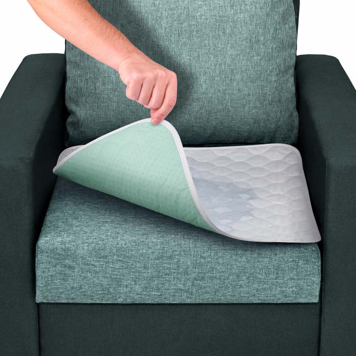 Aleza Scaun Reutilizabila, FizioTab®, Absorbantă si Lavabilă, pentru Adulti si Copii, Pacienti cu Incontinență, cu Suprafata speciala Anti-alunecare, 50 x 50 cm, Verde/Alb, 2 bucati [4]