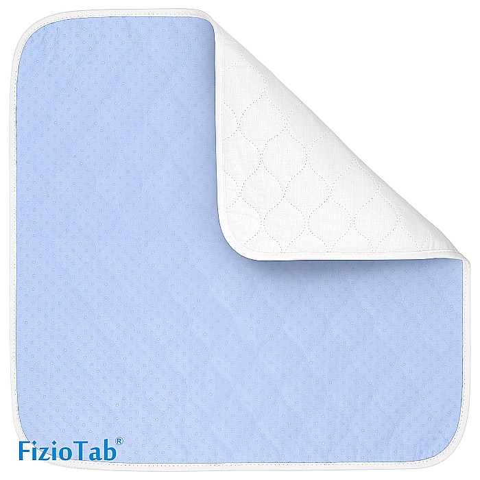 Aleza Scaun Reutilizabila, FizioTab®, Absorbantă si Lavabilă, pentru Adulti si Copii, Pacienti cu Incontinență, cu Suprafata speciala Anti-alunecare, 50 x 50 cm, Albastru/Alb, 2 bucati [10]