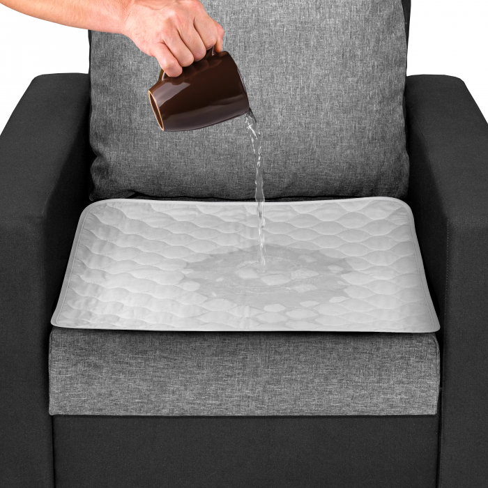 Aleza Scaun Reutilizabila, FizioTab®, Absorbantă si Lavabilă, pentru Adulti si Copii, Pacienti cu Incontinență, cu Suprafata speciala Anti-alunecare, 50 x5 0 cm, Gri/Alb, 2 bucati [3]