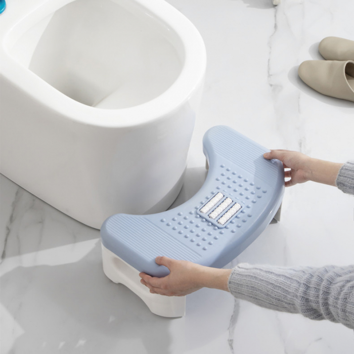 Scaunel Pliabil WC FizioTab®, Impotriva Constipatiei si Hemoroizilor, Pentru Pozitia Ghemuit Corecta Pe WC, Adulti si Copii, 1 buc, Albastru, Inaltime 18 cm [4]