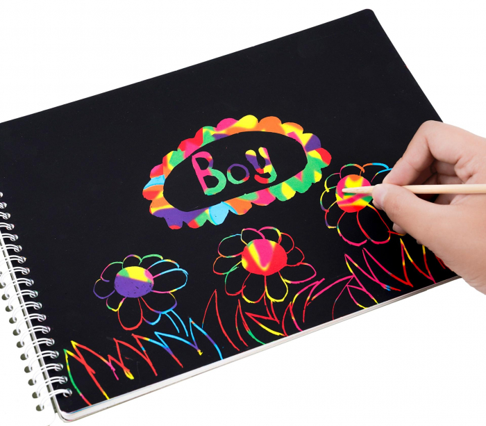 Carte Educativa pentru Copii FizioTab®, Tip Caiet cu Spirala, 600 + Stickere Reutilizabile, 13 Scene, 14 Pagini cu Imagini de Colorat si Desenat, Creioane Colorate Incluse, In Jurul Orasului [6]