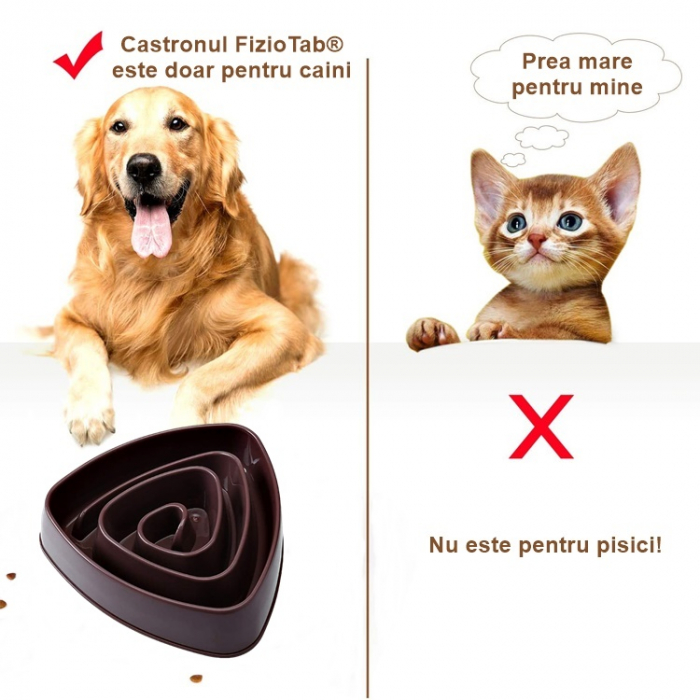 Castron Hranire Lenta Caini FizioTab®, pentru Prevenirea Indigestiei, Slow Feed Bowl Interactiv, Cafeniu [9]