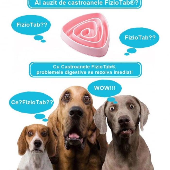 Castron Hranire Lenta Caini FizioTab®, pentru Prevenirea Indigestiei, Slow Feed Bowl Interactiv, Roz [9]