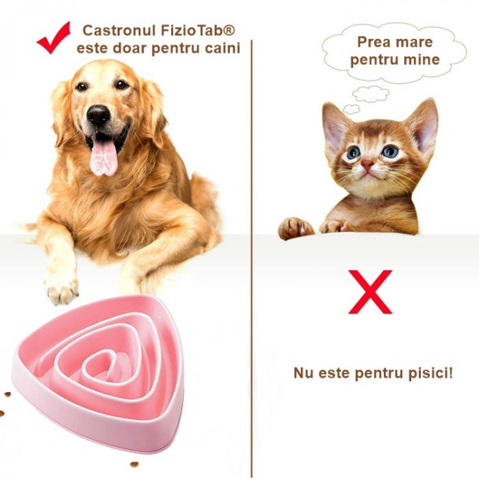 Castron Hranire Lenta Caini FizioTab®, pentru Prevenirea Indigestiei, Slow Feed Bowl Interactiv, Roz [3]