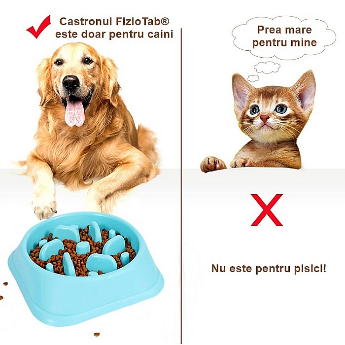 Castron Hranire Lenta pentru Caini, Pentru Prevenirea Indigestiei, Slow Feed Bol Interactiv FizioTab®, Albastru [13]