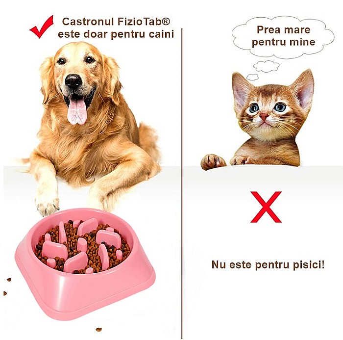 Castron Hranire Lenta pentru Caini, Pentru Prevenirea Indigestiei, Slow Feed Bol Interactiv FizioTab®, Roz [8]