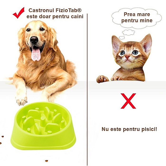 Castron Hranire Lenta pentru Caini, Pentru Prevenirea Indigestiei, Slow Feed Bol Interactiv FizioTab®, Verde [8]