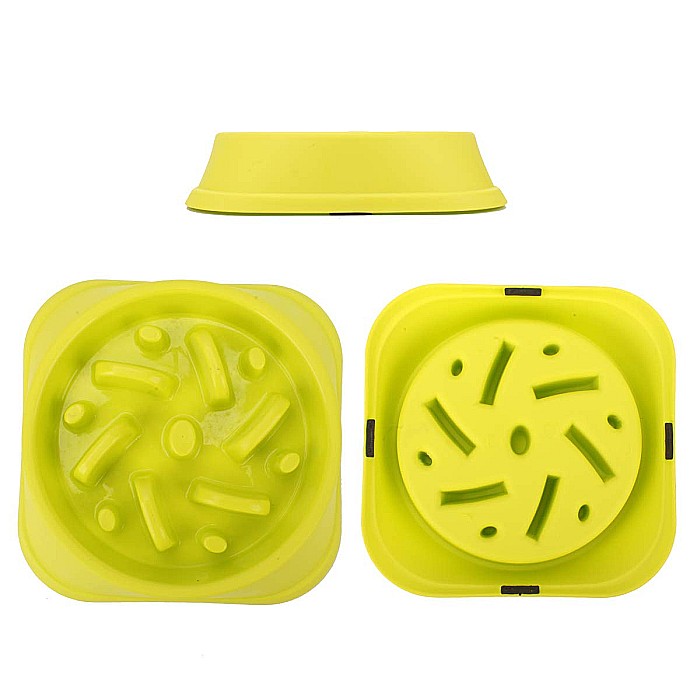 Castron Hranire Lenta pentru Caini, Pentru Prevenirea Indigestiei, Slow Feed Bol Interactiv FizioTab®, Verde [10]