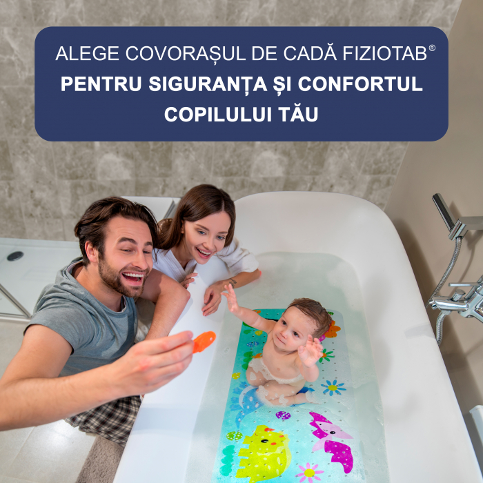 Covoras pentru cada, anti-alunecare, FizioTab®, 100×40 cm, Dinozauri [5]