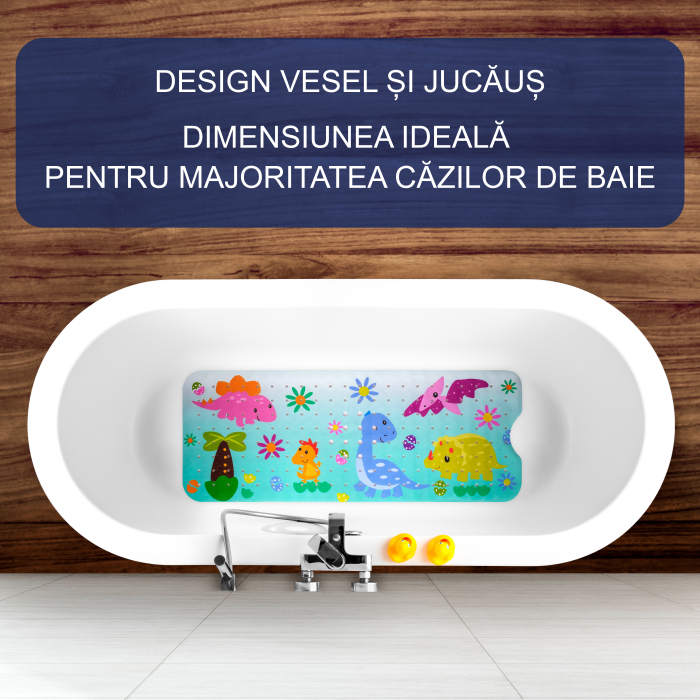 Covoras pentru cada, anti-alunecare, FizioTab®, 100×40 cm, Dinozauri [2]