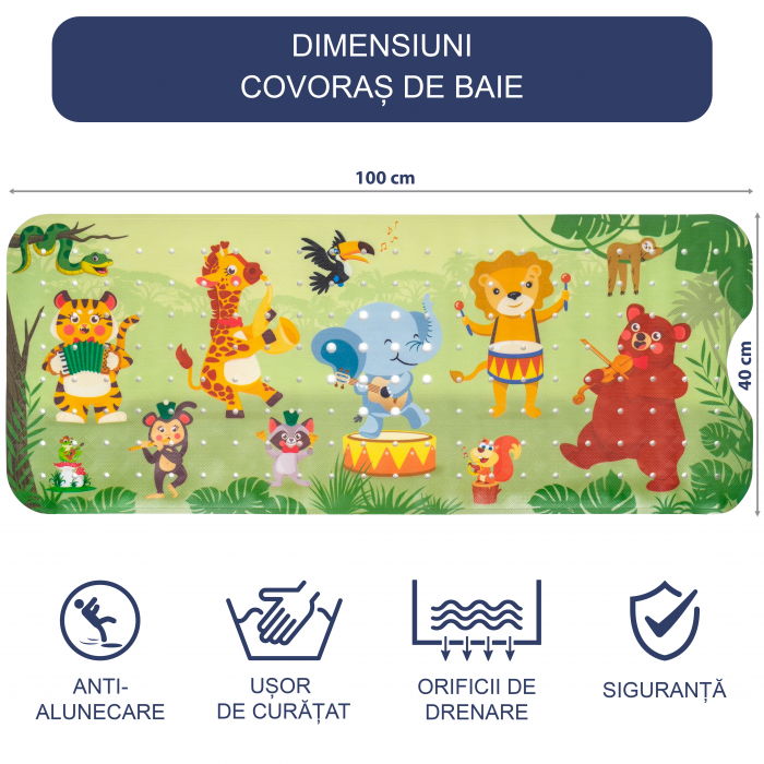 Covoras pentru cada, anti-alunecare, FizioTab®, 100×40 cm, Jungle [3]