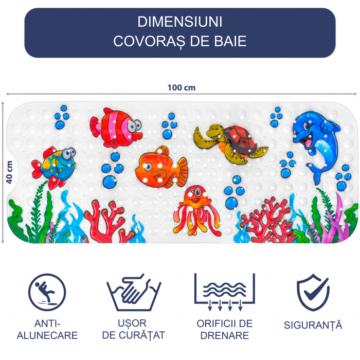 Covoras pentru cada, anti-alunecare, FizioTab®, 100×40 cm, Multicolor, Ocean [3]