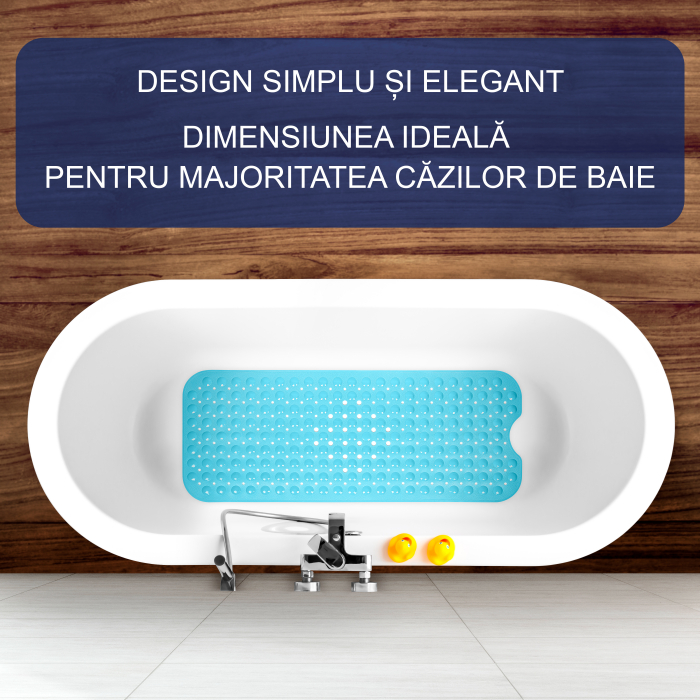 Covoras pentru cada, anti-alunecare, FizioTab®, 100x40 cm, Albastru Turcoaz [2]