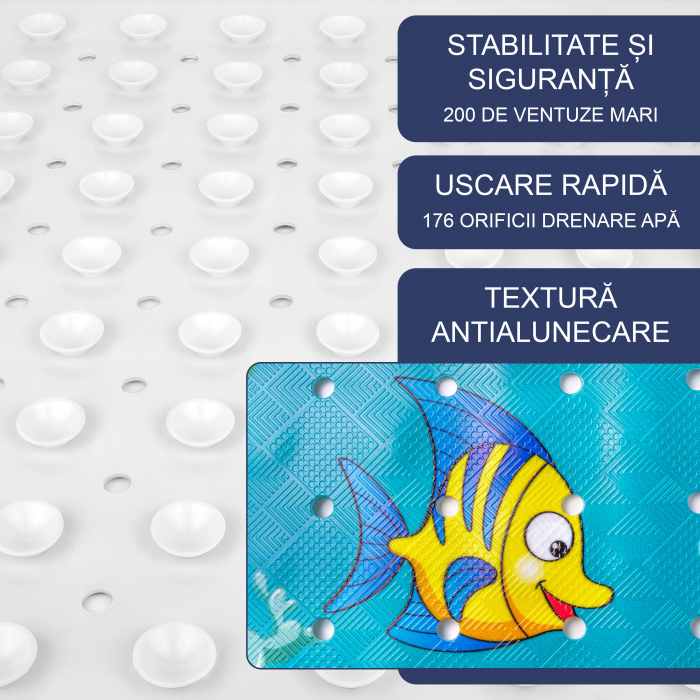 Covoras pentru cada, anti-alunecare, FizioTab®, 100x40 cm, Multicolor, Delfin [3]