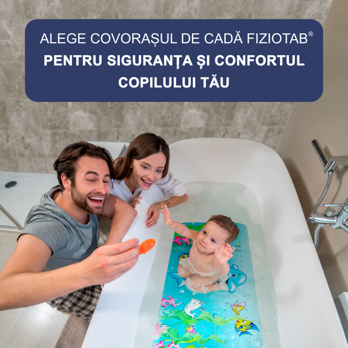 Covoras pentru cada, anti-alunecare, FizioTab®, 100x40 cm, Multicolor, Delfin [5]