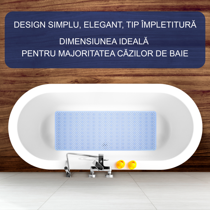 Covoras pentru cada, anti-alunecare, FizioTab®, 100x40 cm, tip impletitura, Albastru [2]