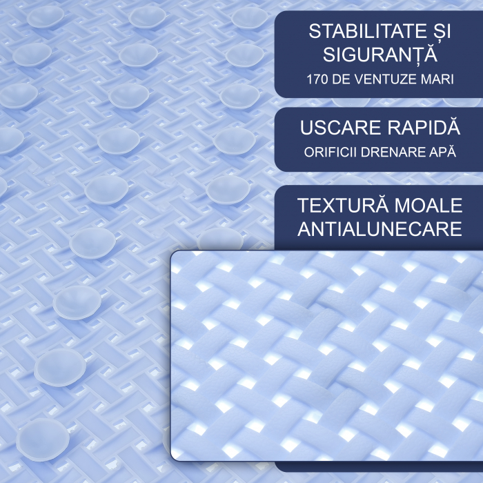 Covoras pentru cada, anti-alunecare, FizioTab®, 100x40 cm, tip impletitura, Albastru [3]