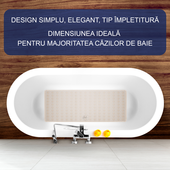 Covoras pentru cada, anti-alunecare, FizioTab®, 100x40 cm, tip impletitura, Bej [2]