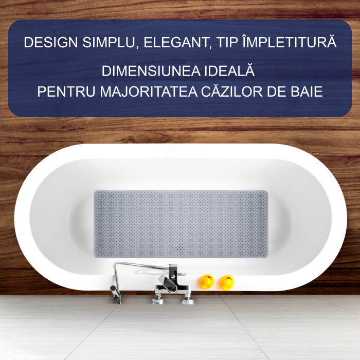 Covoras pentru cada, anti-alunecare, FizioTab®, 100x40 cm, tip impletitura, Gri [2]