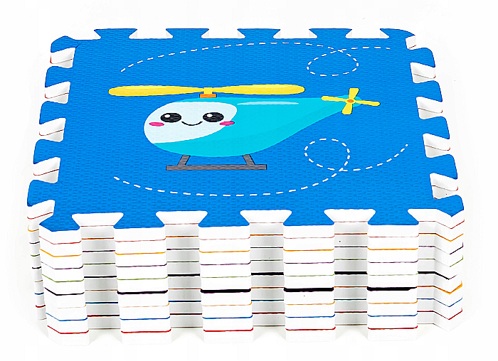 Covoras Puzzle FizioTab® din spuma EVA, 9 piese, Elicopter, Vaporas, Masinuta, 86x86 cm [5]