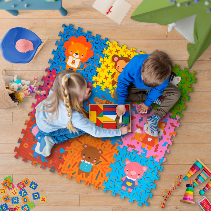 Covoras Puzzle FizioTab® din spuma EVA, 9 piese, Model Animale, 86x86 cm [2]