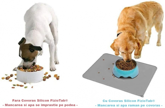 Covoras Silicon pentru Animale, FizioTab®, Suport Castroane si Boluri pentru Caini si Pisici, Gri [4]