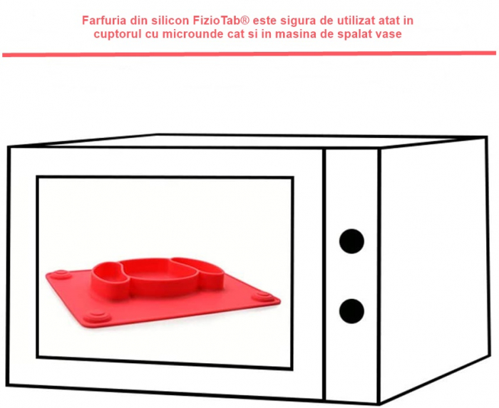 Farfurie de Invatare din Silicon pentru Copii, FizioTab®, Antialunecare, 3 Compartimente, Catelus, Roz [7]