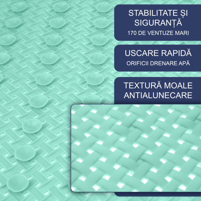 Covoras pentru cada, anti-alunecare, FizioTab®, 100x40 cm, tip impletitura, Verde [3]