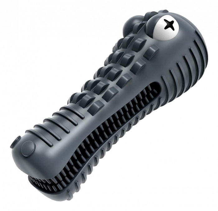 Jucarie de Ros pentru Caini, FizioTab®, Crocodil, Dog Dental Chew Toy, Gri, Cadou Periuta de Curatat [8]