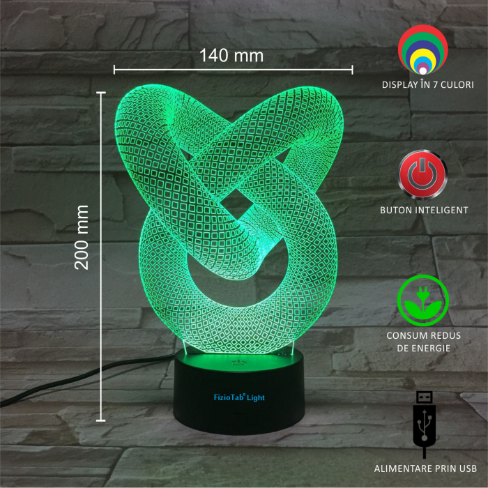 Lampa De Veghe 3D LED FizioTab®, 7 Culori, Lumina Ambientala, Alimentare USB, Abstract [3]