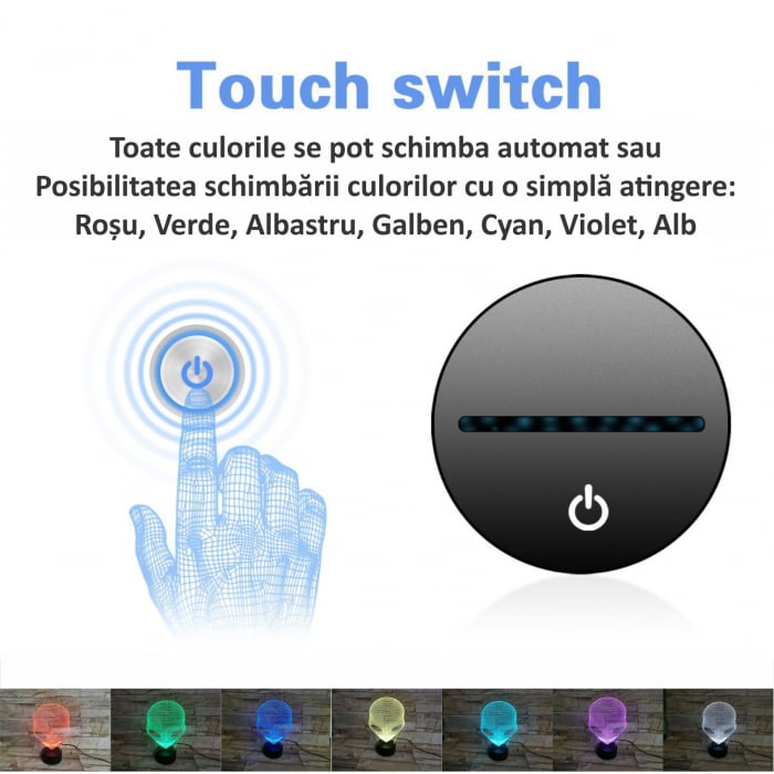 Lampa De Veghe 3D LED FizioTab®, 7 Culori, Lumina Ambientala, Alimentare USB, Alien [5]