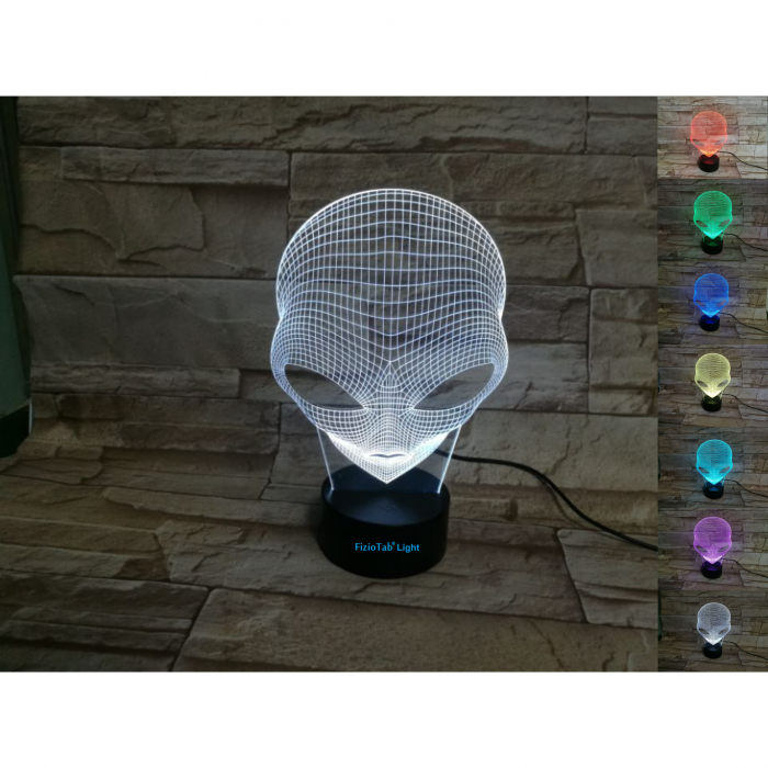 Lampa De Veghe 3D LED FizioTab®, 7 Culori, Lumina Ambientala, Alimentare USB, Alien [3]