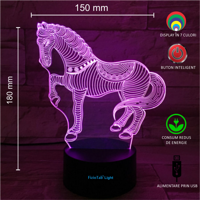 Lampa De Veghe 3D LED FizioTab® 7 Culori, Lumina Ambientala, Alimentare USB, Cal 2 [3]