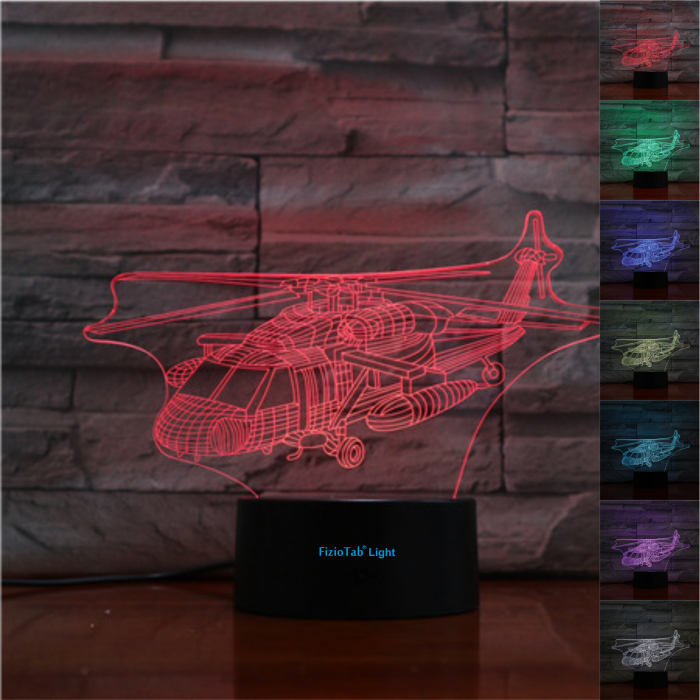 Lampa De Veghe 3D LED FizioTab® 7 Culori, Lumina Ambientala, Alimentare USB, Elicopter [1]