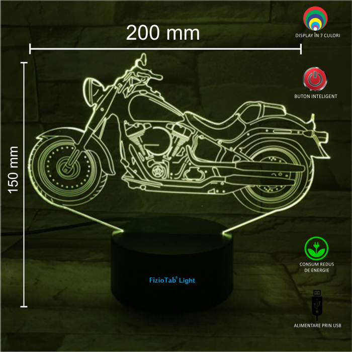 Lampa De Veghe 3D LED FizioTab® 7 Culori, Lumina Ambientala, Alimentare USB, Motocicleta [3]