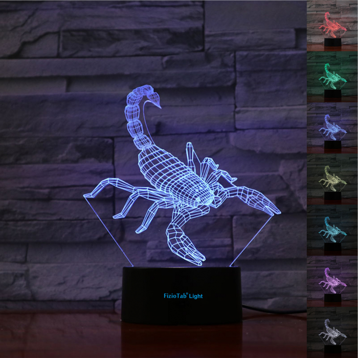 Lampa De Veghe 3D LED Scorpion, FizioTab Light, 7 Culori, Lumina Ambientala, Alimentare USB [1]