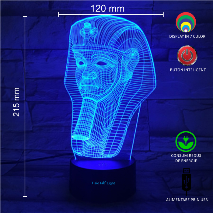 Lampa De Veghe 3D LED FizioTab® 7 Culori, Lumina Ambientala, Alimentare USB, Sfinx [3]