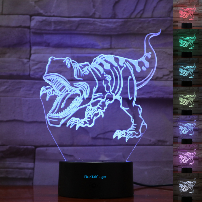 Lampa De Veghe 3D LED FizioTab® 7 Culori, Lumina Ambientala, Alimentare USB, T-Rex [1]