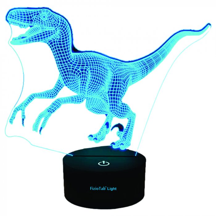 Lampa De Veghe 3D LED  FizioTab® 7 Culori, Lumina Ambientala, Alimentare USB, Velociraptor [1]