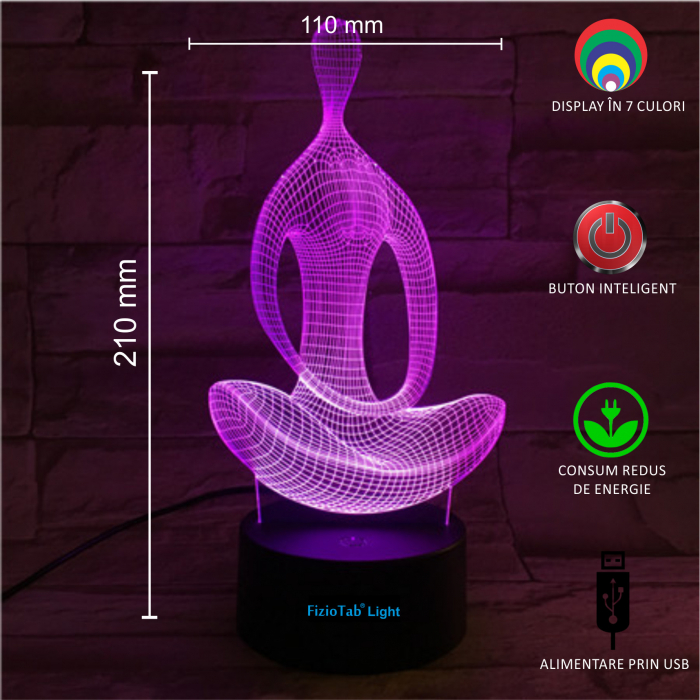 Lampa De Veghe 3D LED FizioTab®, 7 Culori, Lumina Ambientala, Alimentare USB, Yoga [3]