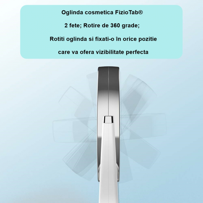 Oglinda Cosmetica FizioTab®, Iluminata Led, Dimabila, 2 Fete, Marire 10X, Baterii si Cablu USB Incluse, Alb [10]