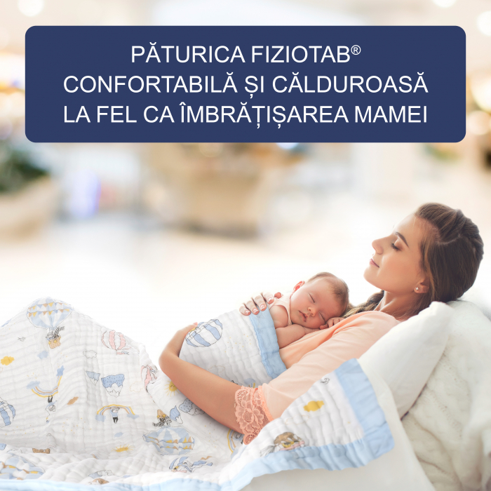 Paturica FizioTab® pentru Bebe, din Muselina 6 Straturi,110 x 110 cm, din Bumbac, Model Balon [5]