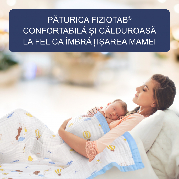 Paturica FizioTab® pentru Bebe, din Muselina 6 Straturi, 110 x 110 cm, din Bumbac, Model Ursi [5]