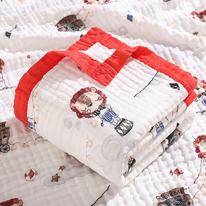 Paturica FizioTab® pentru Bebe, Muselina 6 Straturi, 110 x 110 cm, din Bumbac, Model Lei la Circ [6]