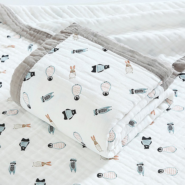 Paturica FizioTab® pentru Bebe, Muselina 6 Straturi, 110 x 110 cm, din bumbac, Model Pinguini [6]