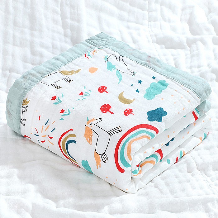 Paturica FizioTab® pentru Bebe, Muselina 6 Straturi, 110 x 110 cm, din bumbac, Model Unicorni [6]