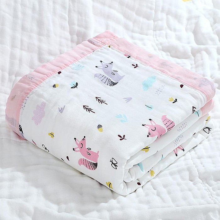 Paturica FizioTab® pentru Bebe, Muselina 6 Straturi, 110 x 110 cm, din bumbac, Model Veverite [6]