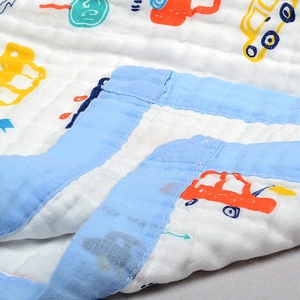 Paturica FizioTab® pentru Bebe, Muselina 6 Straturi, 110x110 cm, din Bumbac, 0-5 Ani, Model Masinute [6]
