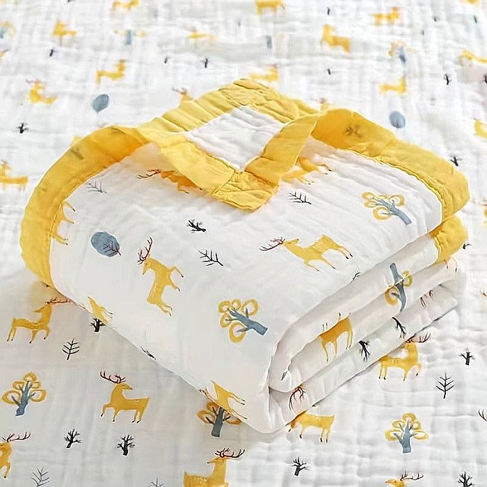 Paturica FizioTab® pentru Bebe, Muselina 6 Straturi, 110x110 cm, din bumbac, Model Cerbi [7]